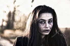 scary zombie makeup stock photo