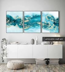 Teal Wall Art Set Of 3 Turquoise Wall