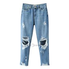 Ripped Frayed Tapered Jeans