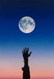 hd wallpaper moon sky blue hand