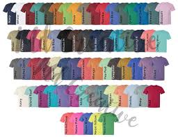 Digital File Shirt Color Chart Comfort Colors 1717 Color