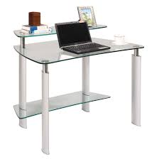 The computer desk has a metal base and glass top that ensures years of reliable use. Modern Desks Mason Glass Computer Desk Eurway