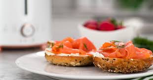 lox bagel with scallion and dill cream
