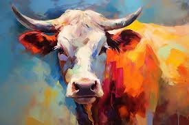 Painting Cow In Colour Abstract Cow