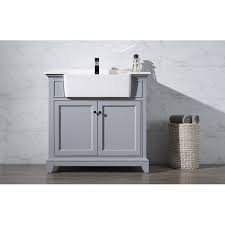 An apron sink is also thought of as a farm sink where the front facing side of the sink will slide over the countertop and will essentially be exposed when installed. Stufurhome Helanah Grey 36 Inch Farmhouse Apron Single Sink Bathroom Vanity Overstock 10585177