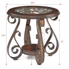 Short Round Wood End Table