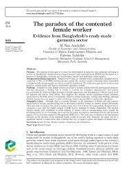 Outlet crew (hartamas kl/skypark subang). Pdf The Paradox Of The Contented Female Worker Evidence From Bangladesh S Ready Made Garments Sector