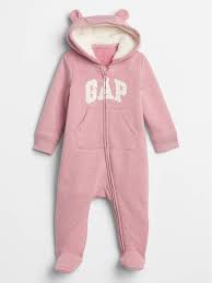Shop 0 3m Pink Heather Baby Gap Logo Sherpa Lined One Piece