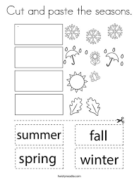 Printable coloring and activity pages are one way to keep the kids happy (or at least occupie. Cut And Paste The Seasons Coloring Page Twisty Noodle