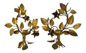 Vintage Italian Leaf Design Gilt Gold
