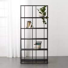 caged black marble bookcase