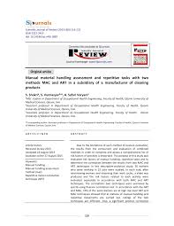Pdf Manual Material Handling Assessment And Repetitive
