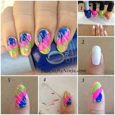 colorful nail art using a needle diy