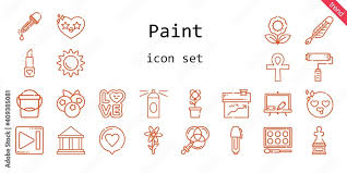 Paint Icon Set Line Icon Style Paint