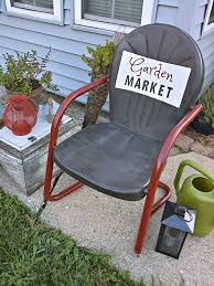 Vintage Metal Chair With Painted Sign