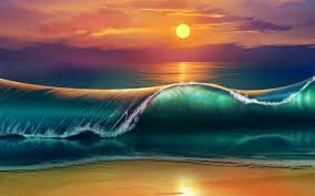 Sunset Sea Waves Beach 4k Ultra Hd