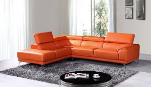 orange leather sectional sofa