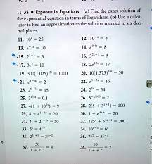 Solved 11 38 Exponential Equations A