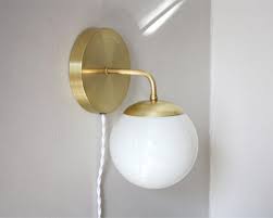Plug In Wall Sconce Leo Minimalist Brass Bedside Lamp Mid Century Modern Light
