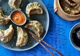 pea shiitake momos with tibetan