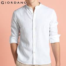 Giordano Men Long Sleeves Mandarin Collar Casual Shirt