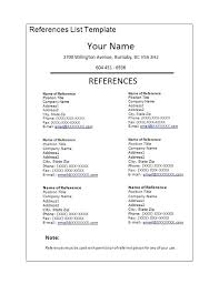 Writing Resume Reference Page Sample Of In Examples Lists