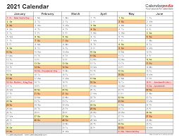 The annual calendars on this page are available in. 2021 Calendar Free Printable Excel Templates Calendarpedia