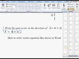 How To Write Vector Equation In Word