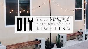 Easy Diy Backyard Seating String Lighting Youtube