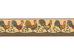 Roosters Sunflowers Wallpaper Border