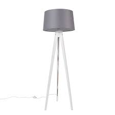 Modern Tripod White With Linen Shade