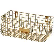 Metal Wire Wall Basket Gold