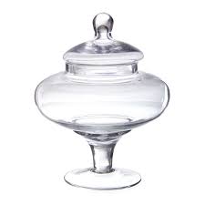 Glass Candy Jar Squat With Lid Clear