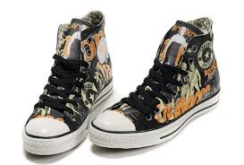Converse All Star Letters Graffiti Shoes High Top In Black