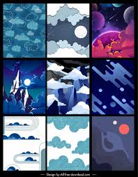 Hydrometeorology Background Templates Moon Cloud Mountain Sketch-vector  Background-free Vector Free Download