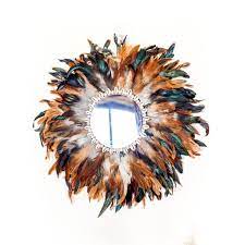 Juju Hat Mirror Feather Wall Decor