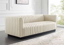 Channel Tufted Fabric Sofa Caravana