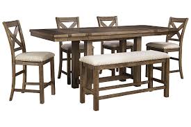 It is way too large for our dining room and he insists on having the leaf in it. Moriville Counter Height Dining Table And 4 Barstools And Bench Set Ashley Furniture Homestore