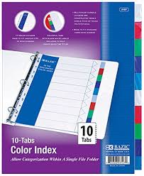 Bazic 3 Ring Binder Dividers With 10 Color Tabs Amazon In Office
