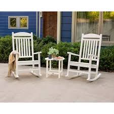 White Plastic Outdoor Rocking Chair Set