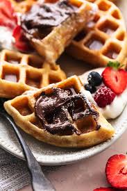 homemade belgian waffles with whipped