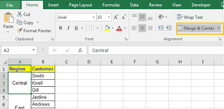merge and center in microsoft excel