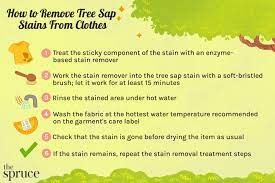 how to remove tree sap stains from clothes