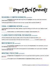 Grade   Report Card Comments Resource Preview More Scholastic
