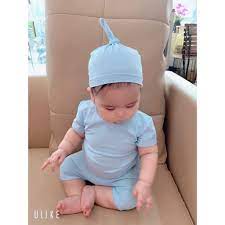 Bộ quần áo trẻ em - Bộ đồ cotton sơ sinh kèm mũ cho bé trai và bé gái (HN  486)