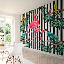 Origin Flamingo Stripe Wall Mural Multi
