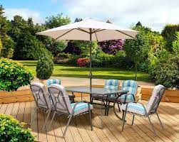 roma dining set with parasol 6 seat