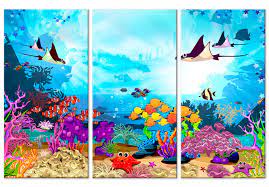 Canvas Wall Art Underwater Fun 3 Parts