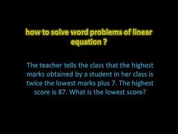 Linear Equation How To Solve Word