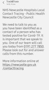 newcastle contact tracing text